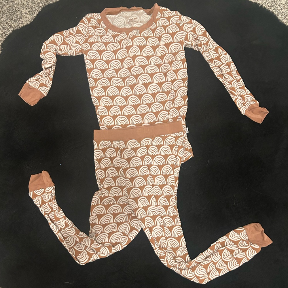 Brown and White rainbow Pajama Set